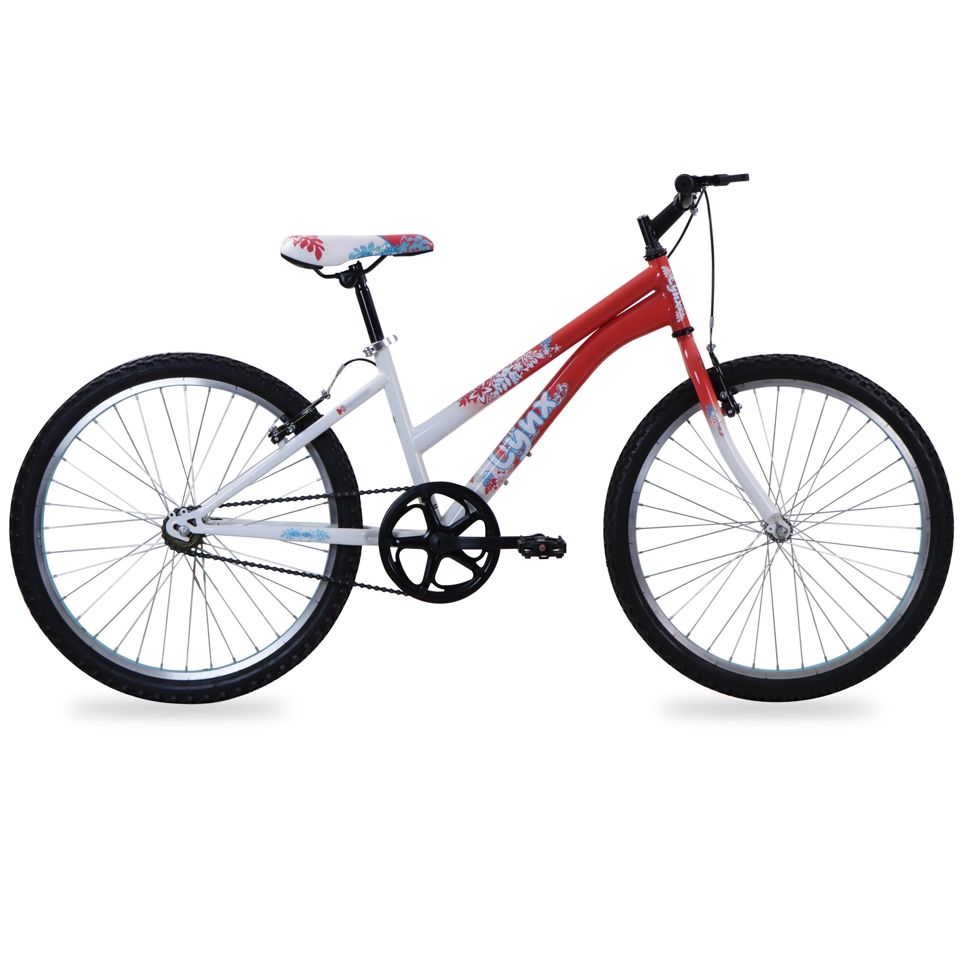 LYNX Montaña R24 1V. Mujer Frenos ”V” Acero Coral/Blanco Talla:UN